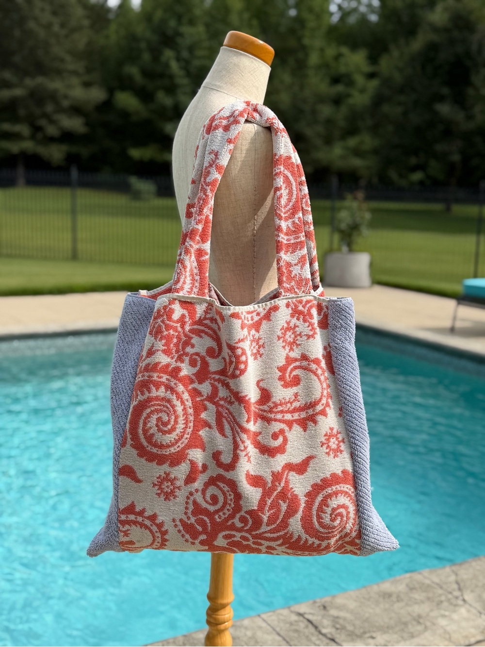 Amy Butler Orange Floral designed Towel Tote Bag -